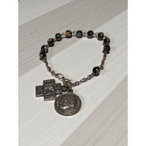 Rosary Bracelet Cloisonne Beads Pope John Paul Chi-Ro Charms Catholic Christian